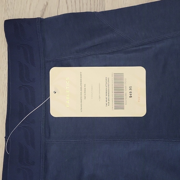 🛍Fabletics‎ Womens XXS Ultra High Waisted Wool Baselayer Bike Short 9" Blue NEW - Picture 7 of 9